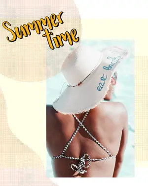 Woman in a hat retro summer template 