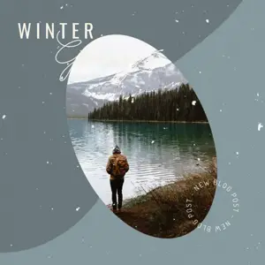 Instagram Post for winter woman Standing near A Lake With Snowy Mountain