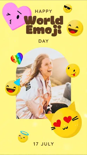 yellow minimalistic world emoji day Instagram story templat
