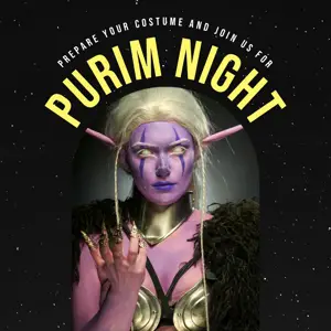 photo of a woman wearing costume Purim night dark instagram post template
