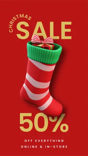 red Christmas sock sale instagram story template