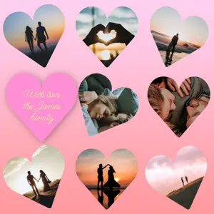 pink cute valentine photo collage 8 photos heart shape 