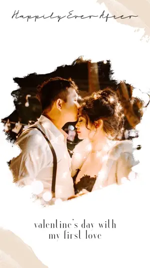 A Man And A Woman Kissing In Front Of A White Background Love Story Template