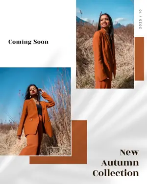 A Woman Standing In A Field Wearing An Orange Coat Fall Post Template