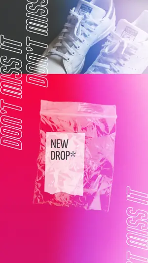 A Pair Of White Sneakers Sitting On Top Of A Pink And Purple Background Nylon Story Template