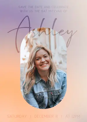 Gradient save the date bat mitzvah gradient template