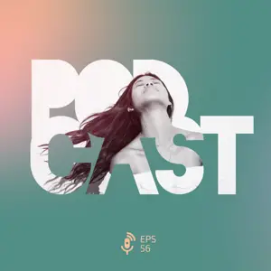 A Woman With Long Hair Standing In Front Of A Green Background Podcast Template