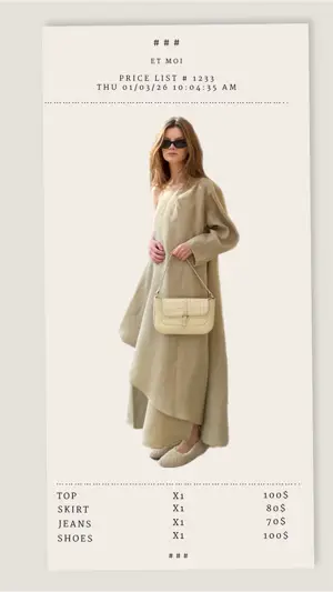 ‎‏Beige Minimalist Simple Fashion ‏Price List Instagram story