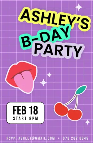 colorful bold stickers Birthday party Invitation template 