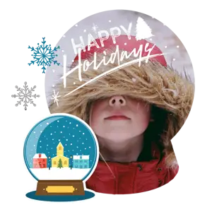 A Snow Globe With A Picture Of A Girl In It Christmas Stickers Template