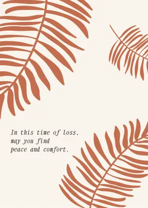 Leaves background sympathy greeting card template