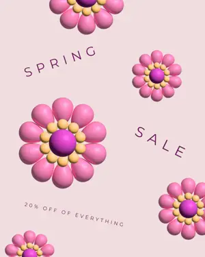 Spring sale 3D flowers Instagram post template 