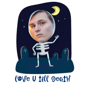 A Man With A Skeleton Face And A Full Moon In The Background Halloween Stickers Template