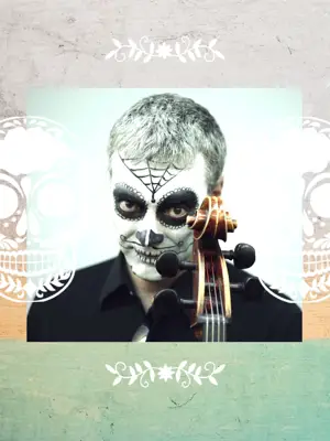 A Man With A Skeleton Face Paint Playing A Violin Day Of The Dead Template