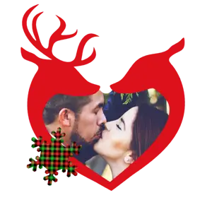 A Picture Of A Man And A Woman Kissing Christmas Stickers Template