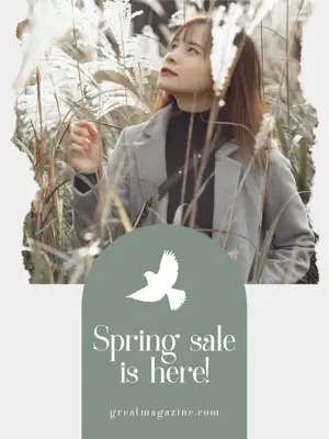 A Woman Standing In A Field Of Tall Grass Hello Spring sale Template