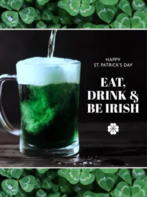 A Glass Of Green Liquid Being Poured Into It St Patrick S Day Template