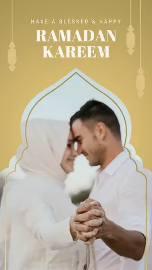 Ramadan kareem holiday gold couple greeting instagram story template