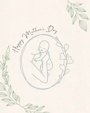 Illustrated fine line Mother's Day greeting card template