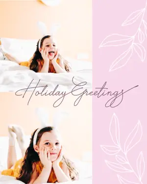 Girl with bunny ears Easter greeting card template