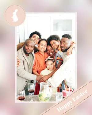Family photo happy Easter card template