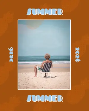 A Person relaxing on the beach  retro summer template 