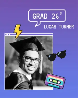 Retro pixel stickers graduation template
