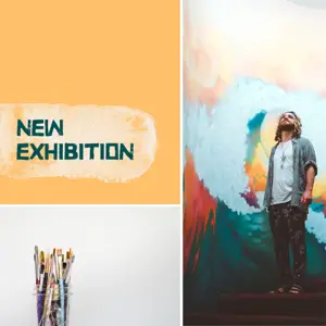 A Man Standing In Front Of A Colorful Wall Grids Template