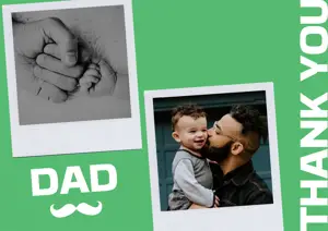 A Father'S Day Card With A Picture Of A Baby And A Hand Holding Thank You Template