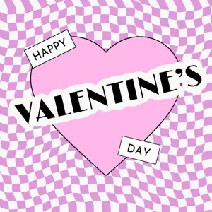 Checkered purple background Valentine’s Day Instagram post template 