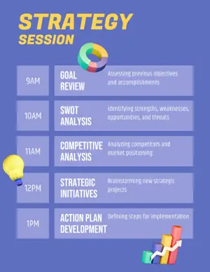 Purple strategy session schedule agenda template 