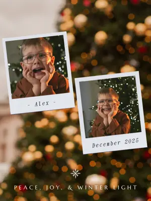 Winter lights photo frame greetings Instagram post template