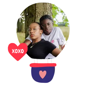 A Couple Of People That Are Next To A Tree Love Stickers Template