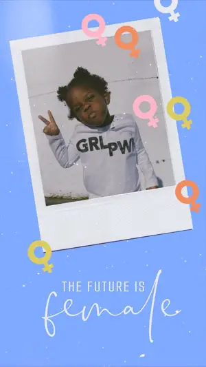 Polaroid photo of a girl blue women’s day temple 