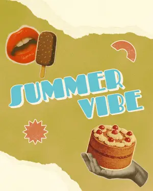 Summer vibe retro stickers template 