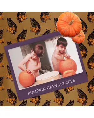 A Picture Of A Boy And A Pumpkin Halloween Template