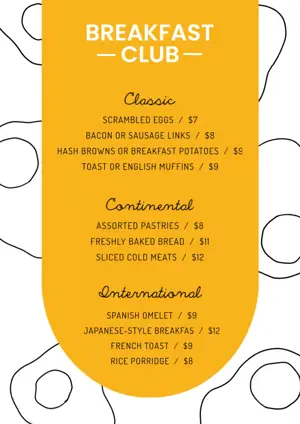 breakfast restaurant menu template 