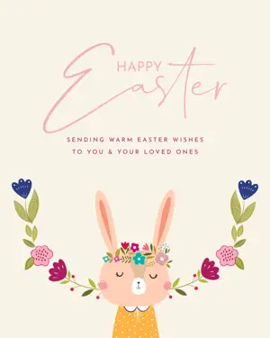 Illustrated Easter greeting card template 