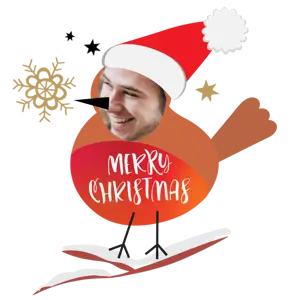 A Bird With A Santa Hat On Its Head Christmas Stickers Template