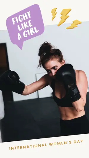 A Woman Wearing Boxing Gloves And A Black Top Women S Day Template