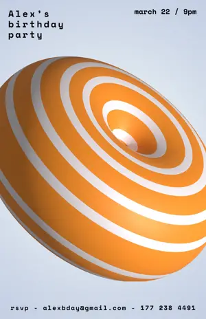 minimalist pink 3D tire Birthday party invitation template