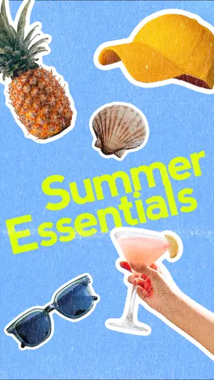 Summer essentials retro stickers Instagram story template 