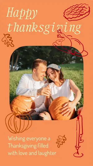 Orange illustration Happy Thanksgiving Instagram story