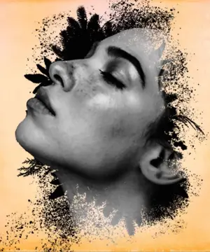 A Black And White Photo Of A Woman'S Face Collage Art Template