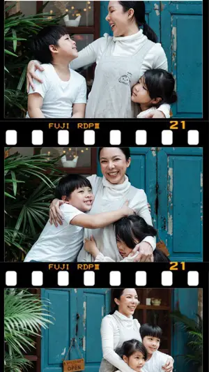 Asian family mother and kids hugging Instagram story template