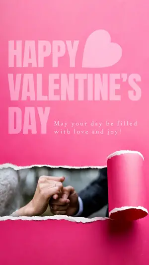 Pink Valentine’s Day torn paper Instagram story template 