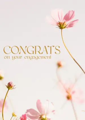 Minimalist floral engagement greeting card template