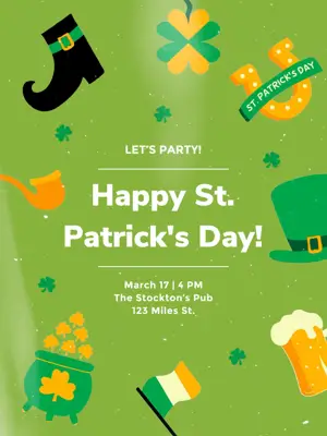Let'S Party With A Green Background St. Patrick'S Day Template