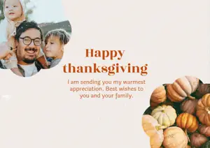 beige and orange minimalistic thanksgiving Thank You card Template