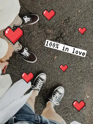 Pixel hearts Valentine’s Day instagram post template